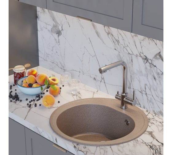 Мойкa MIXLINE ML-GM11 круглая, песочная 302, 500 мм, глубина чаши 180 мм newх 551819