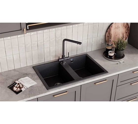 Мойка для кухни из искусственного мрамора Ulgran черный U-608-308