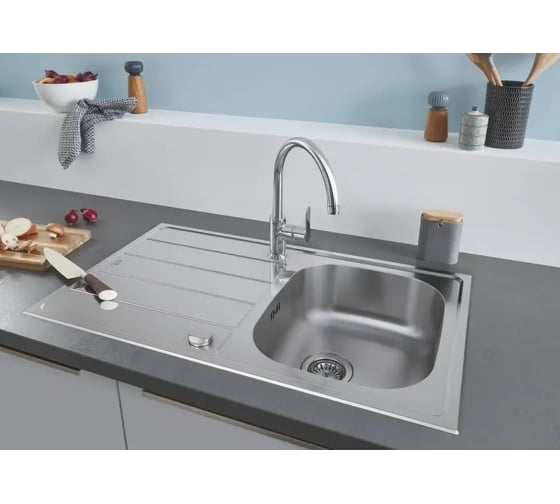 Мойка Grohe с корзинчатым вентилем, нержавеющая сталь 1.0 K200 45-S 86/50 31552SD1