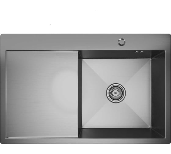 Мойка MIXLINE настольный монтаж 78x50 (3,0) правая, выпуск 3 1/2 pro 20см с сифоном (сатин) 551878