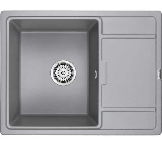 Гранитная мойка Paulmark FLUGEN 50-650 серый металлик, 650x500 мм PM216550-GRM 1