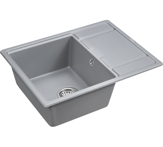 Гранитная мойка Paulmark FLUGEN 50-650 серый металлик, 650x500 мм PM216550-GRM