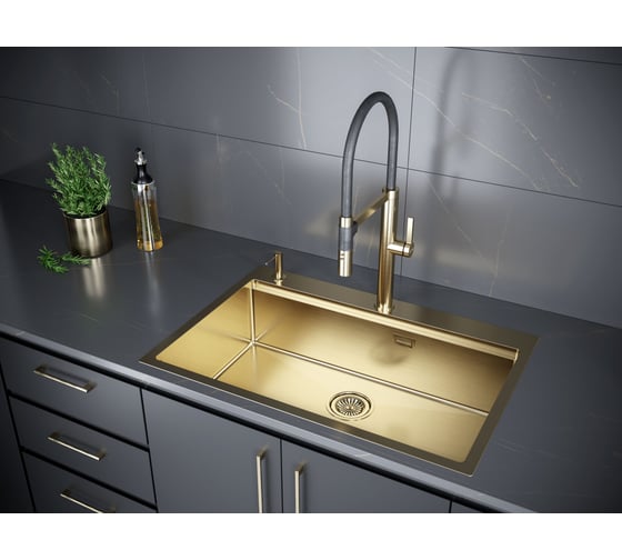 Мойка из нержавеющей стали Paulmark VAST-PRO брашированное золото, 750x510 мм PM707551-BG