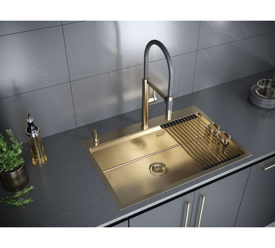Мойка из нержавеющей стали Paulmark VAST-PRO брашированное золото, 750x510 мм PM707551-BG
