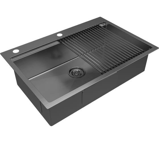Кухонная мойка Paulmark KRONER-PRO 75, вороненая сталь, 750х510мм, PM707551-GM