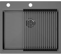 Кухонная мойка Paulmark KRONER-PRO 59, вороненая сталь, 590х510мм, PM705951-GM