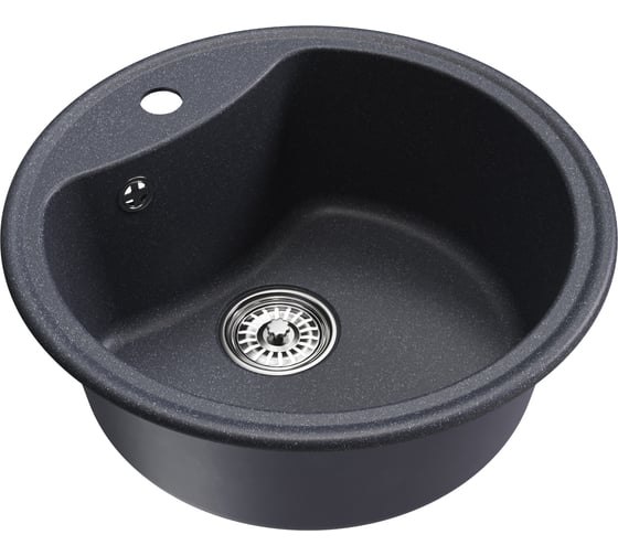Мойкa MIXLINE ml-gm09 круглая, антрацит (343), 510 мм, глубина чаши 190 мм new 551804