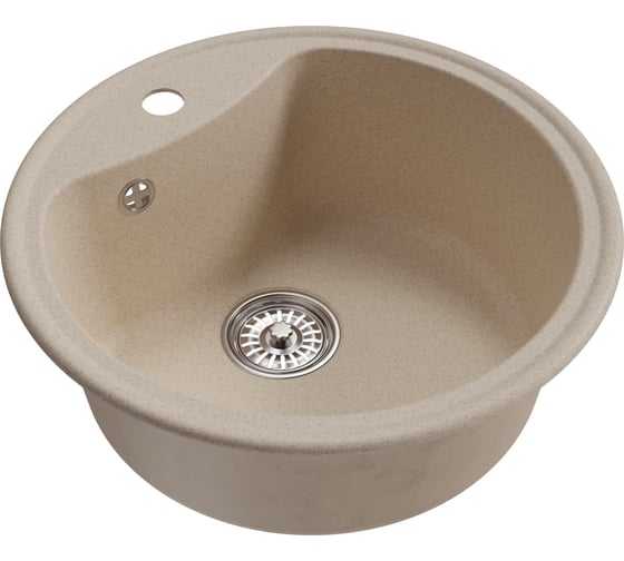 Мойкa MIXLINE ml-gm09 круглая, бежевая (328), 510 мм, глубина чаши 190 мм new 551800