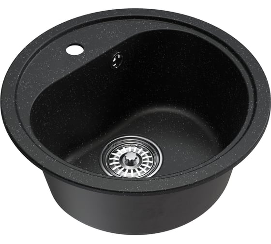 Мойкa MIXLINE ml-gm10 круглая, черная (308), 440 мм, глубина чаши 180 мм new 551809