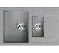 Мойка MIXLINE ml-gm22 двухчашевая с крылом, темно-серая (309), 770x500x195 мм new 552025