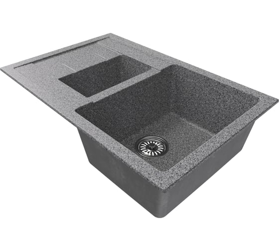 Мойка MIXLINE ml-gm22 двухчашевая с крылом, темно-серая (309), 770x500x195 мм new 552025