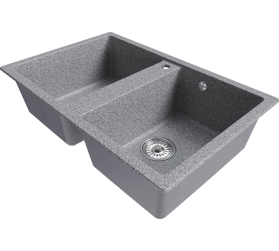 Мойка MIXLINE ml-gm23 двухчашевая, темно-серая (309), 770x500x190 мм new 552038