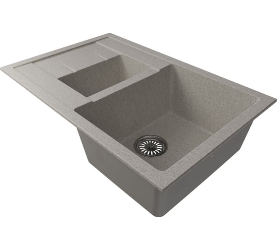Мойкa MIXLINE ml-gm22 двухчашевая, с крылом, серая (310), 770x500x195 мм new 552027
