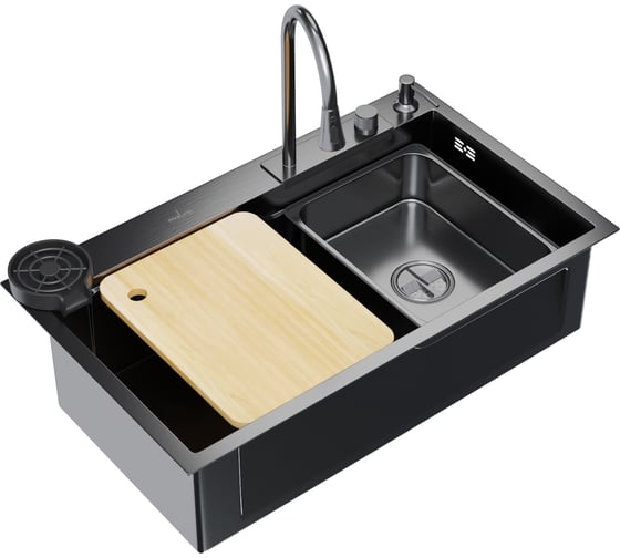 Мойка MIXLINE настольный монтаж 75x46 (3,0), выпуск 3 1/2 pro 21,5см, с сифоном+дозатор+смеситель 552104