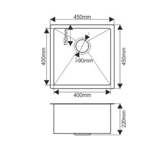 Мойка MELANA Profline 1.2/220, золото, врезная, квадратная D4545HG золото