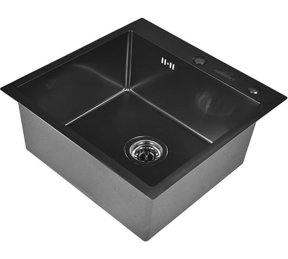 Кухонная мойка из нержавеющей стали WISENT с pvd покрытием с сифоном wgs35050b (50x50см) WGS35050B/WGER019B 1