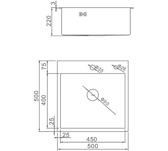 Кухонная мойка из нержавеющей стали WISENT с pvd покрытием с сифоном wgs35050b (50x50см) WGS35050B/WGER019B