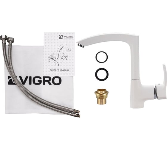 Комбо мойка VIGRO VG102 белый VG903 белый + сифон VG102-V3 белый