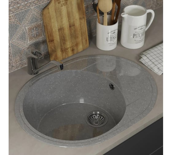 Кухонная мойка Uperwood из искусственного камня ECON UPD-107_003, овальная, серая 491020221