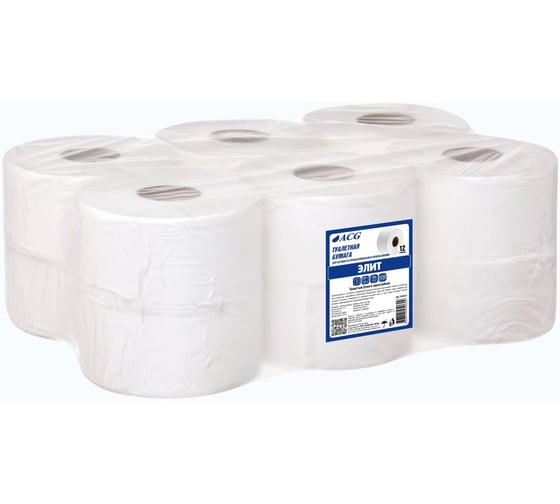 Туалетная бумага ACG "Элит" 1 сл., 200 м, целлюлоза, (12 рулонов) 1008231