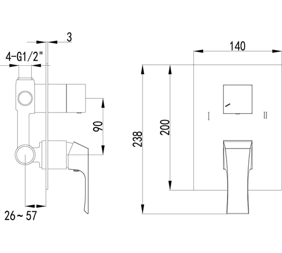 Смеситель Lemark Unit для ванны и душа, встраиваемый LM4527C