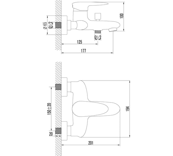 Смеситель Lemark Status для ванны LM4402C