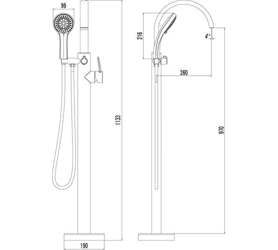 Смеситель Lemark Atlantiss LM3244C для ванны, напольный LM3244C