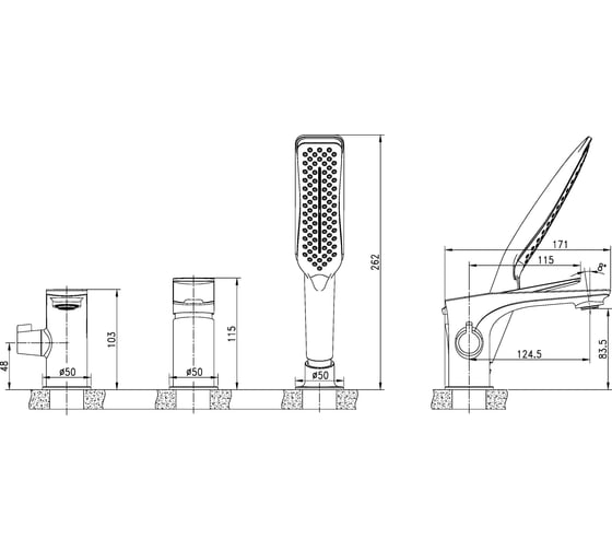 Смеситель Lemark Allegro LM5945CW на борт ванны, встраиваемый LM5945CW