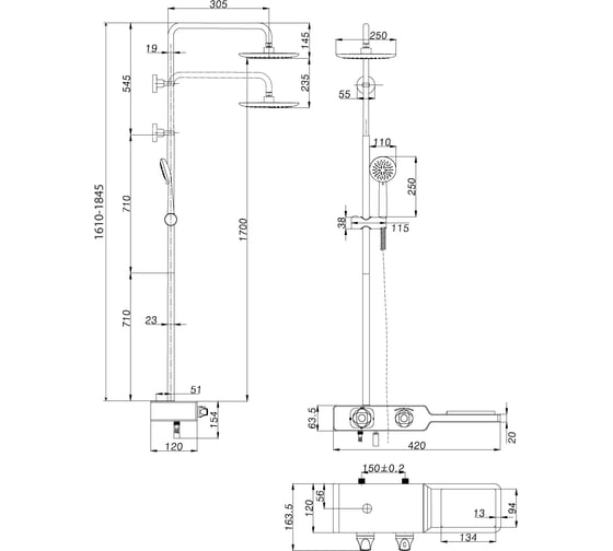 Смеситель Lemark Tropic для ванны и душа, термостатический LM7009C