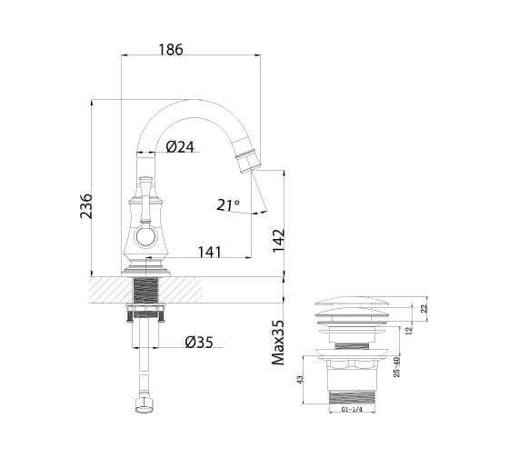 Смеситель для раковины Lemark Peretto LM6307RB