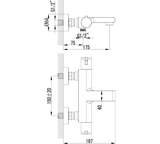 Смеситель Lemark Yeti LM7832C для ванны, термостатический LM7832C