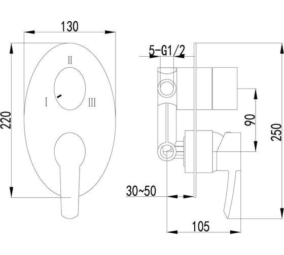 Смеситель Lemark Atlantiss LM3228C для ванны и душа, встраиваемый LM3228C
