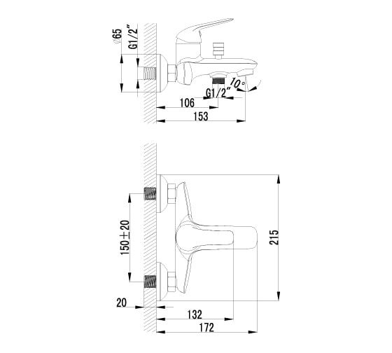 Смеситель для ванны Lemark Plus Advance LM1202C