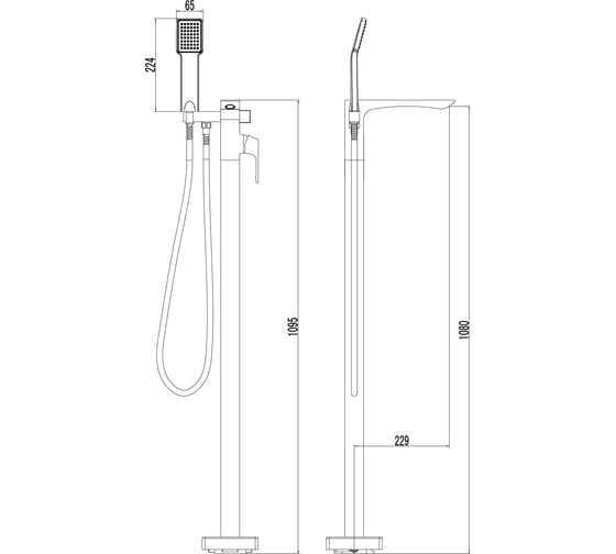 Смеситель Lemark Unit для ванны, напольный LM4544C