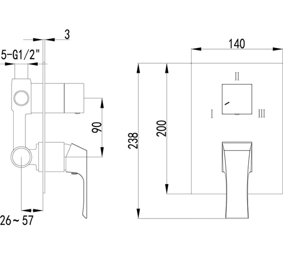 Смеситель Lemark Unit для ванны и душа, встраиваемый LM4528C