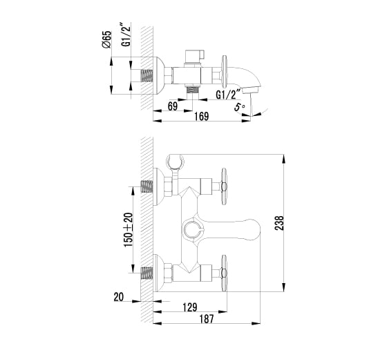 Смеситель для ванны Lemark Plus Spirit LM1912C