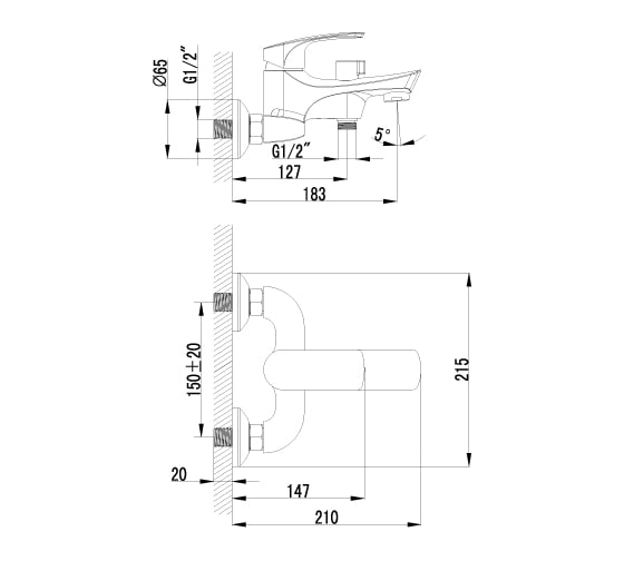 Смеситель для ванны Lemark Plus Shape LM 1712С