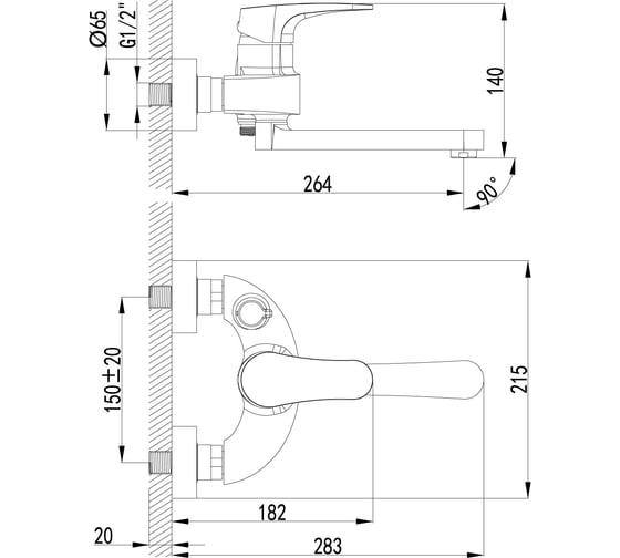 Смеситель Lemark Shift для ванны LM4314C