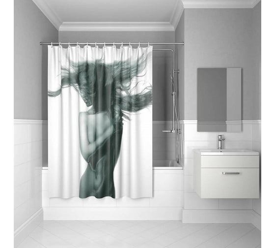 Штора для ванной комнаты IDDIS, 200*180см, полиэстер, B27P218i11