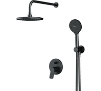 Набор AM.PM X-Joy Touch Reel нажимной смеситель для верхнего душа, верхний душ 220 мм, держатель для верхн.душа, душ.набор (ручн.душ, 120 мм, 3 режима), шланговое присоединение, черный, шт. FP85A1RH22