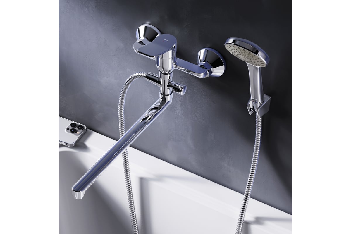 Смеситель для ванны/душа AM.PM X-Joy излив 325 мм, душевой набор, хром ...