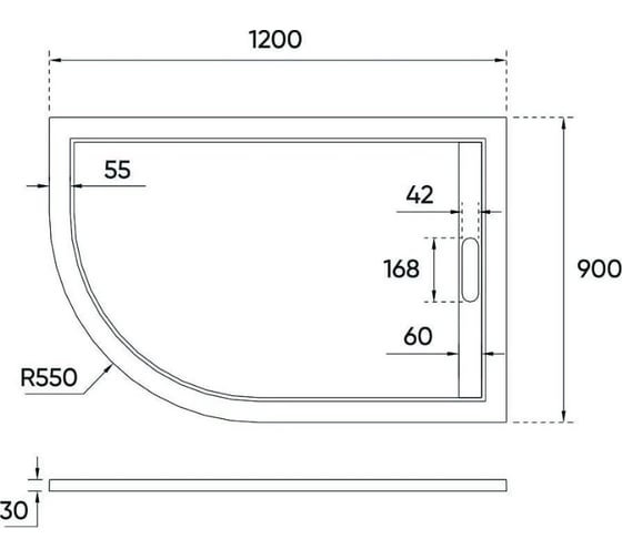 Душевой поддон Veconi Tezeo stone TZ-06L, 1200x900x30, искусственный камень, белый TZ06L-12090A-01-19C3