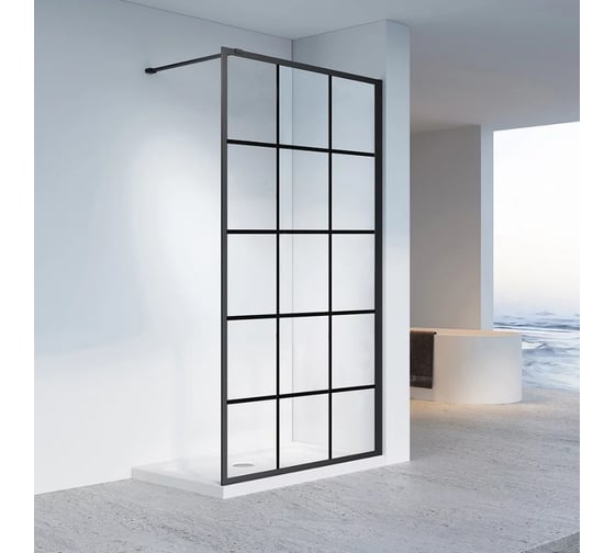 Душевая перегородка Veconi Korato KR-80, 1000x2000, черный, стекло прозрачное KR80-100-01-C8