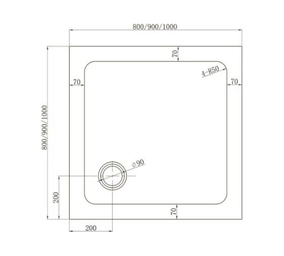 Душевой поддон Veconi Tezeo acrylic TZ-52B, 800x800x150, акрил, черный TZ52B-80-C5