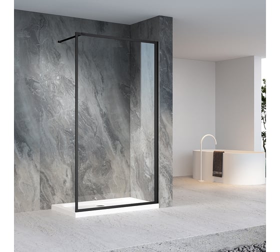 Душевая перегородка Veconi Korato KR-81B, 1200x2000, черный, стекло прозрачное KR81B-120-01-C8