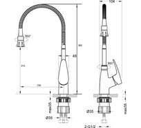 Смеситель potato для мойки с высоким изливом крепление гайка p4174