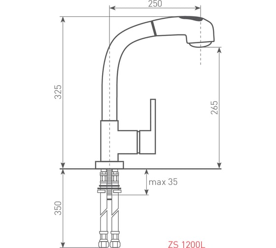 Кухонный смеситель Zigmund & Shtain 1200l нержавейка полированная ЦБ-00000697