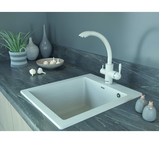 Смеситель для кухни Paulmark ESSEN, бежевый, две воды, Es213001-328