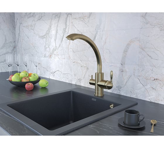 Смеситель для кухни Paulmark ESSEN, бронза, две воды Es213001-BR