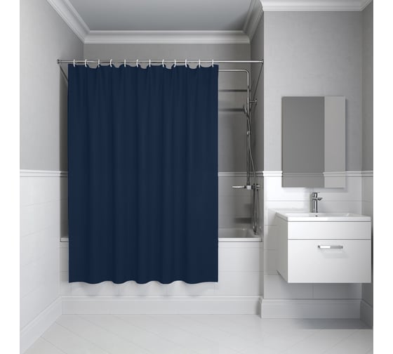 Штора для ванной IDDIS 200x180 см, полиэстер, синий BS04P18i11